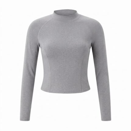 Grey Long Sleeve Compression Top – Premium Performance Fitness Apparel