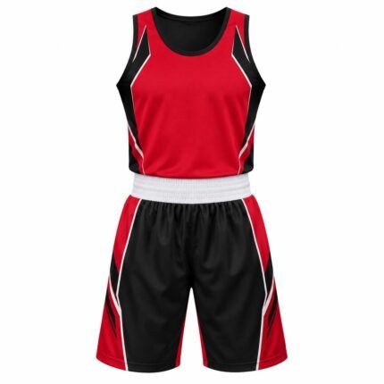 Red & Black Boxing Shorts Set (Custom Boxing Uniform for Boxing, MMA & Combat Sports Training)